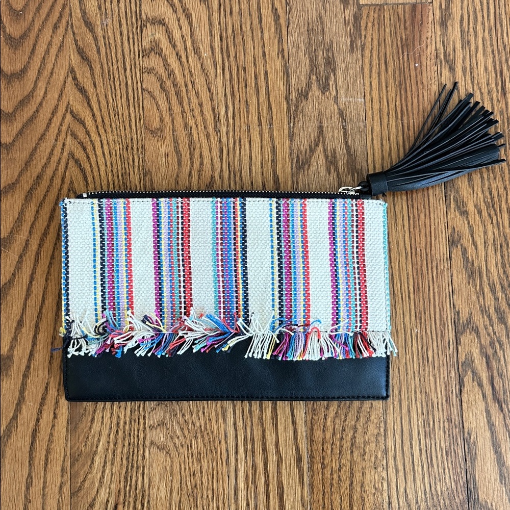 Loeffler Randall Colorful Striped Clutch with Tassel